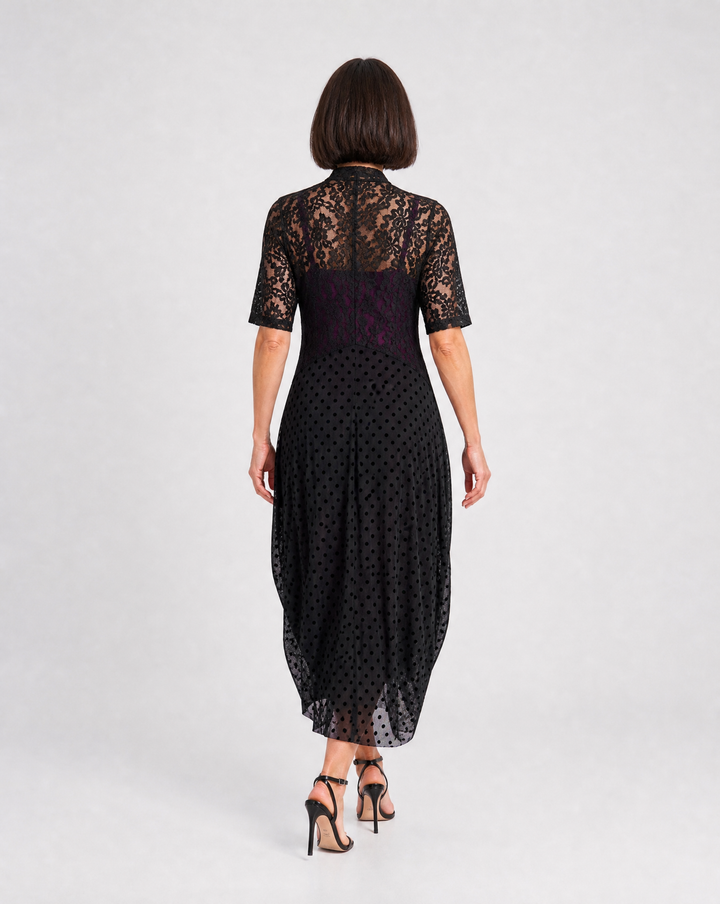 Stiletto Lace Cocoon Dress, Black