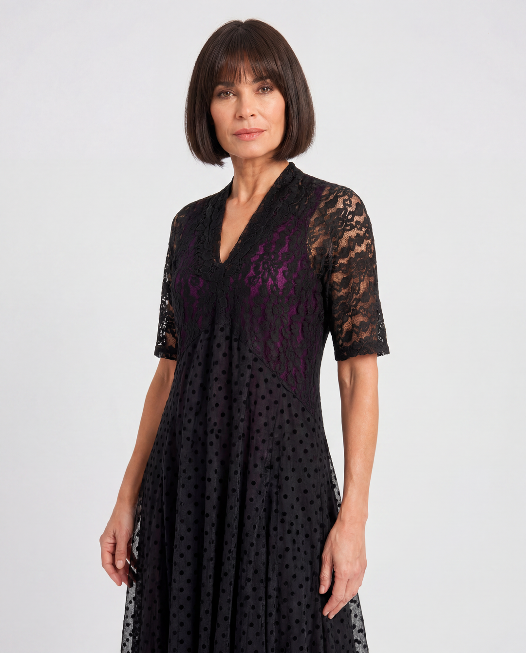 Stiletto Lace Cocoon Dress, Black