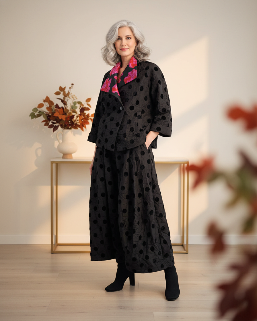 Cherie Cocktail Jacket, Black Dots