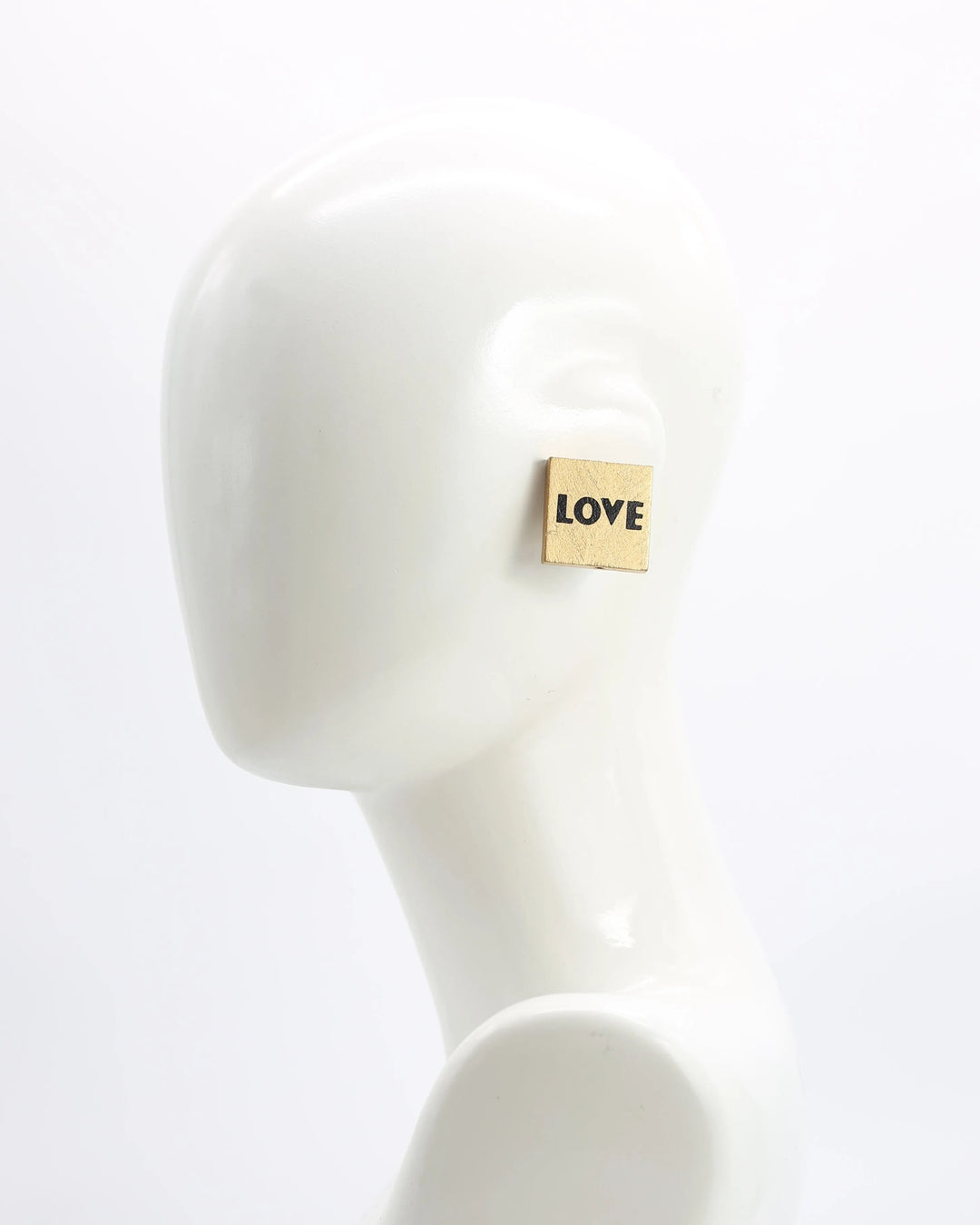 Love Square Wood Earrings, Gold