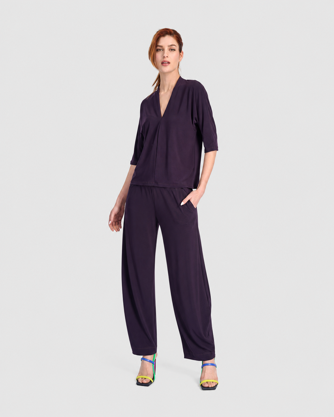 Fluid Slinky Dolman Top, Plum