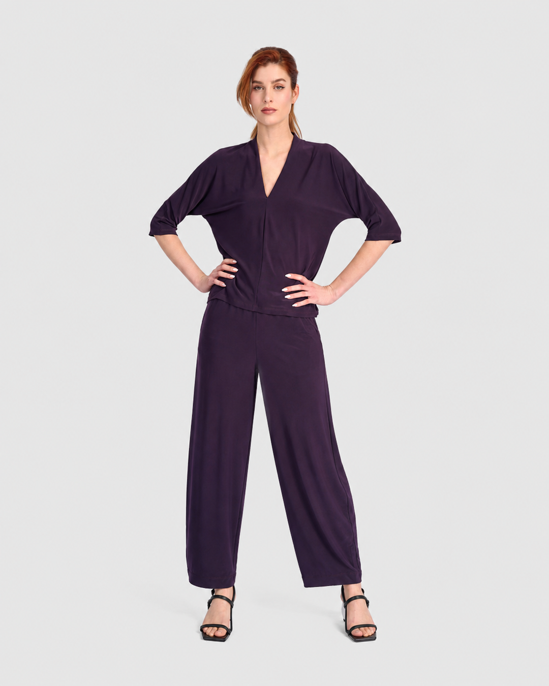 Fluid Slinky Dolman Top, Plum