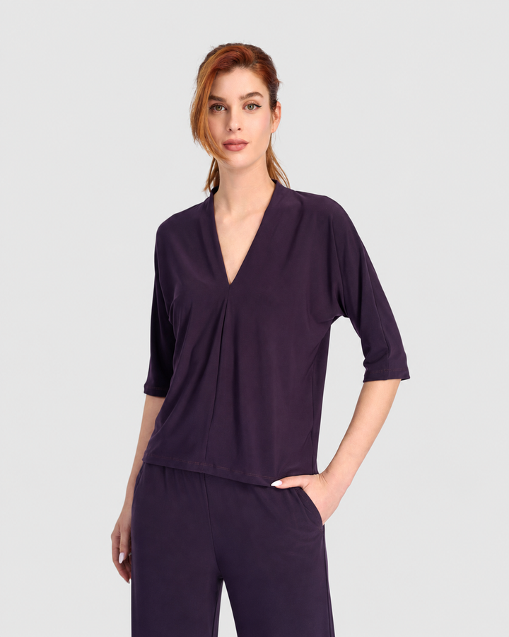 Fluid Slinky Dolman Top, Plum