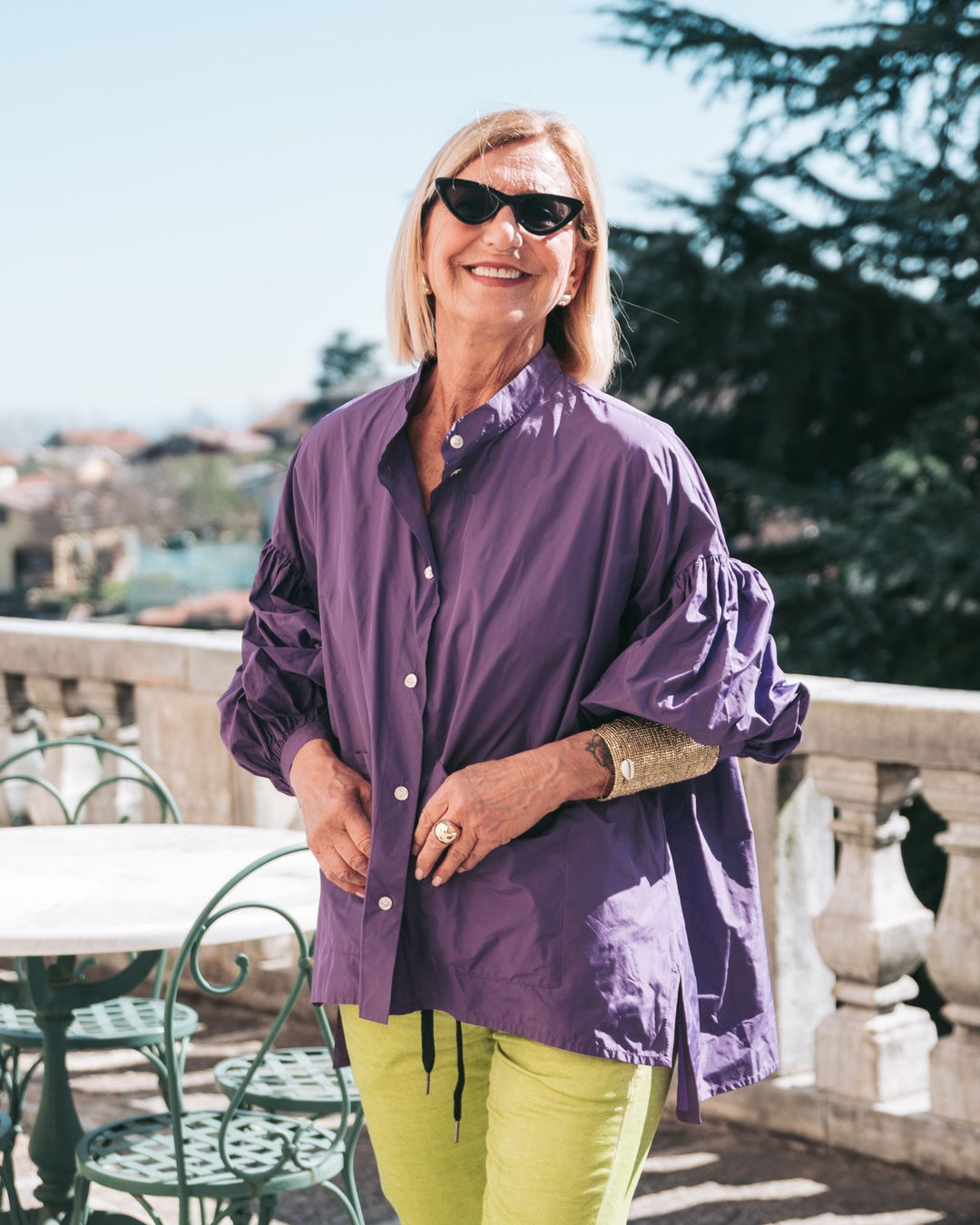 Essential Taffeta Puff Shirt, Amethyst
