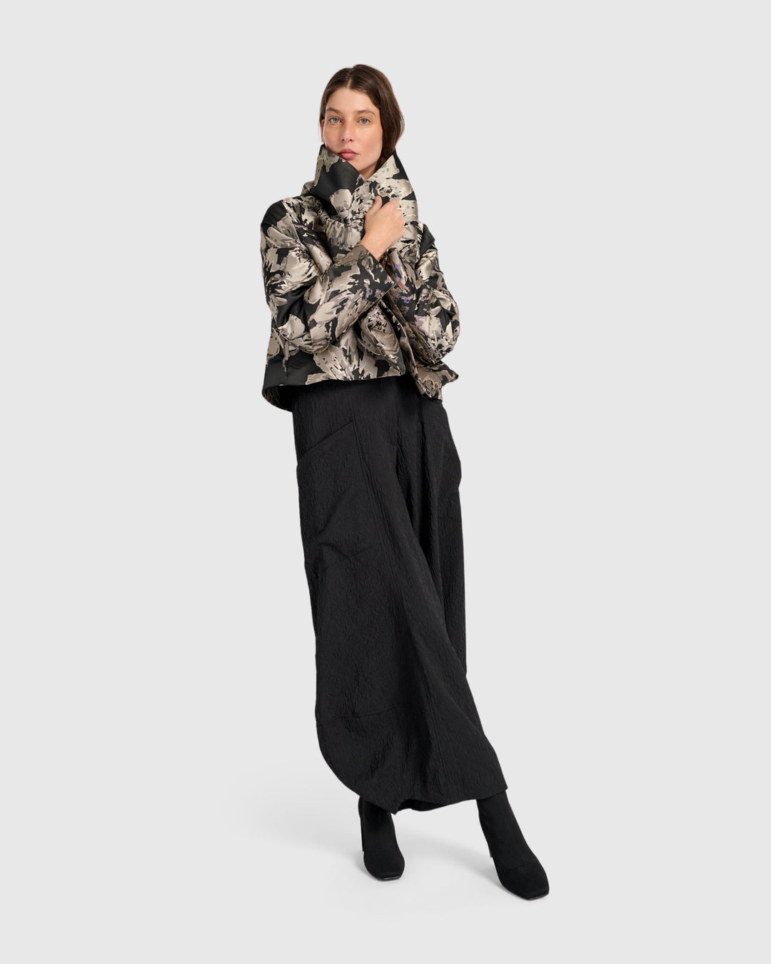 Jade Jacquard Punto Pants, Black