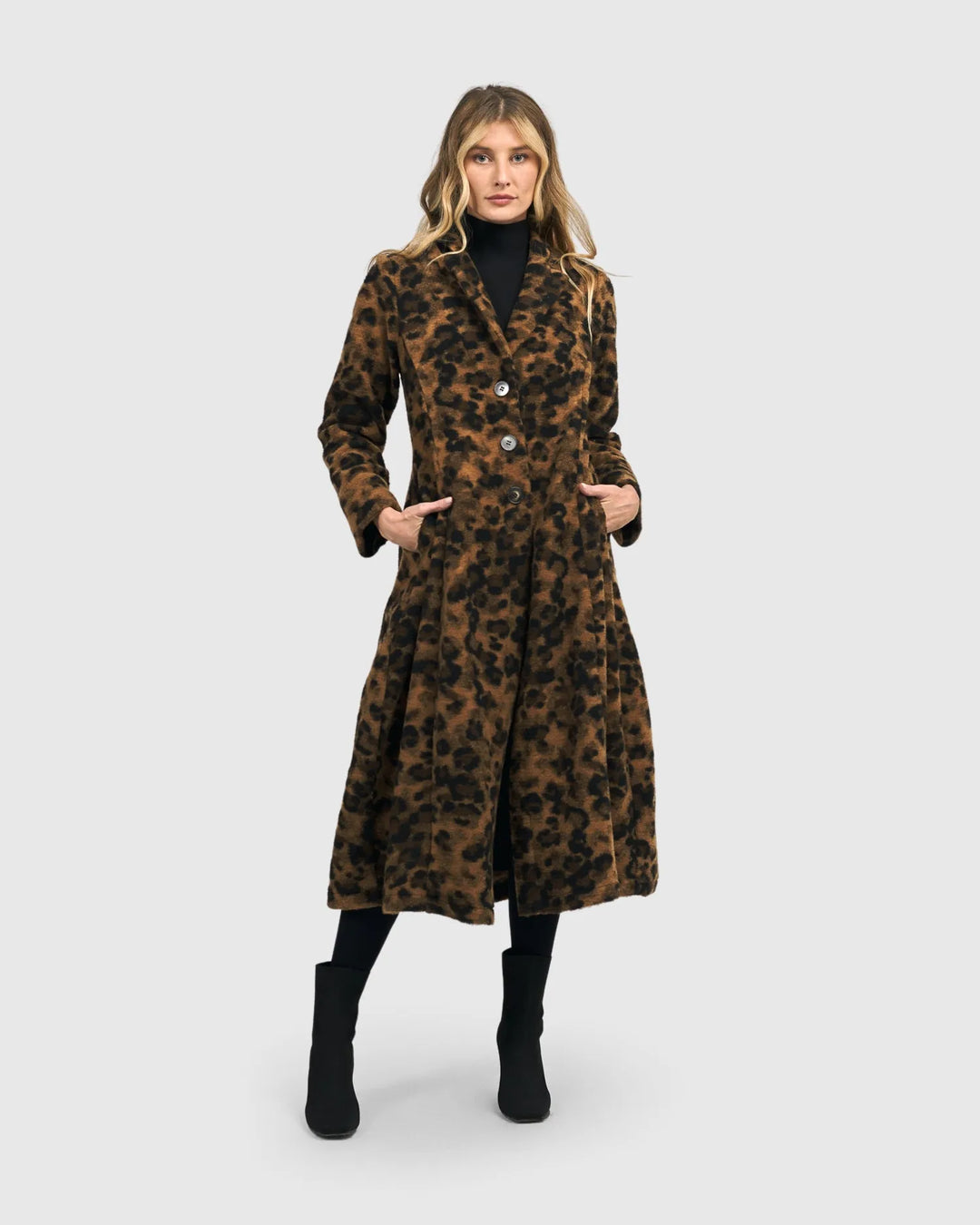 Blondie Cocoon Coat, Leopard