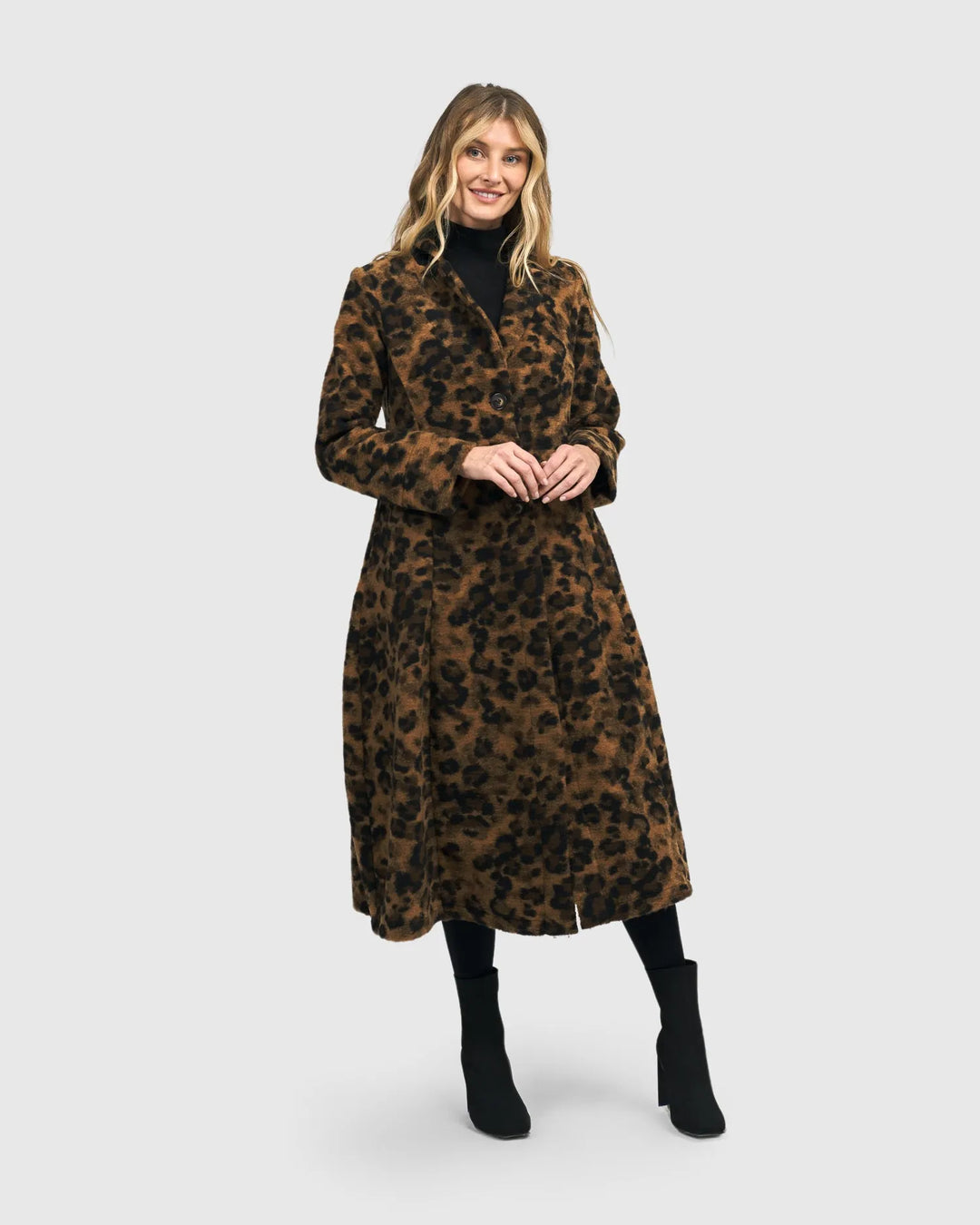 Blondie Cocoon Coat, Leopard