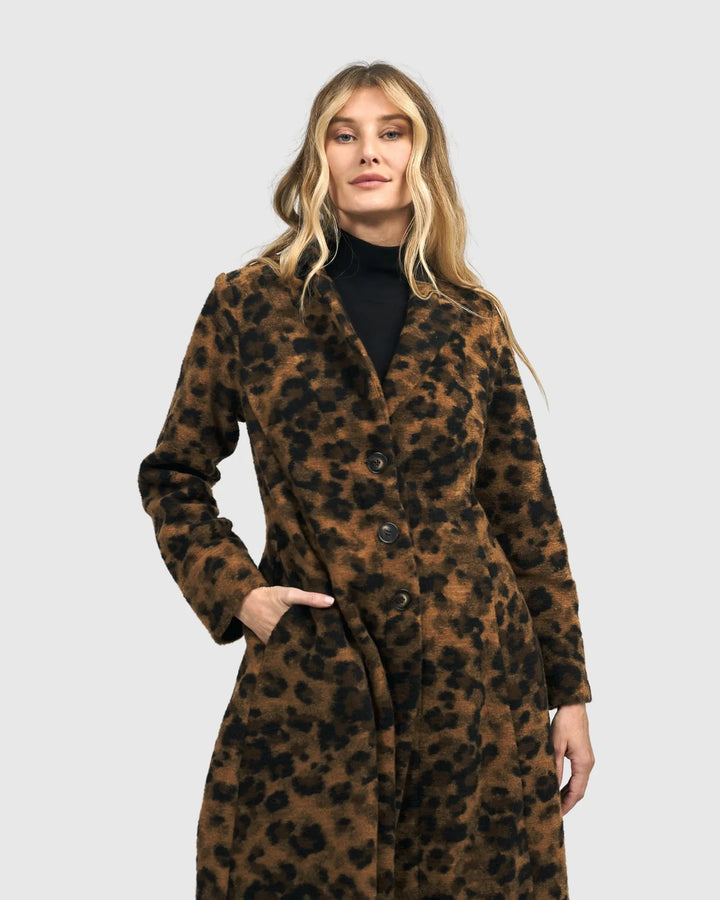 Blondie Cocoon Coat, Leopard