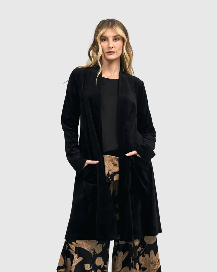 Velvet Smoking Jacket, Black