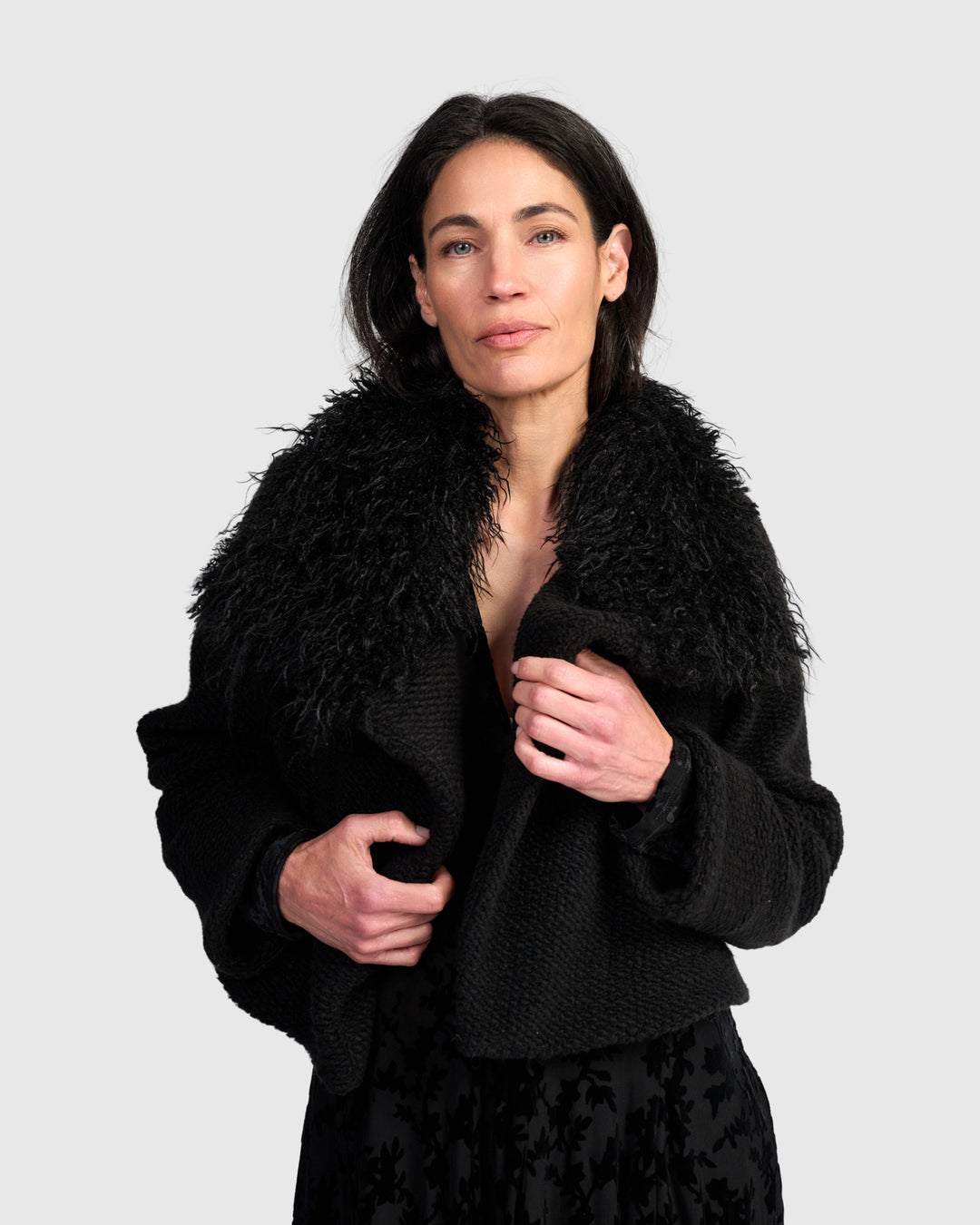 Marcella Cropped Jacket, Black