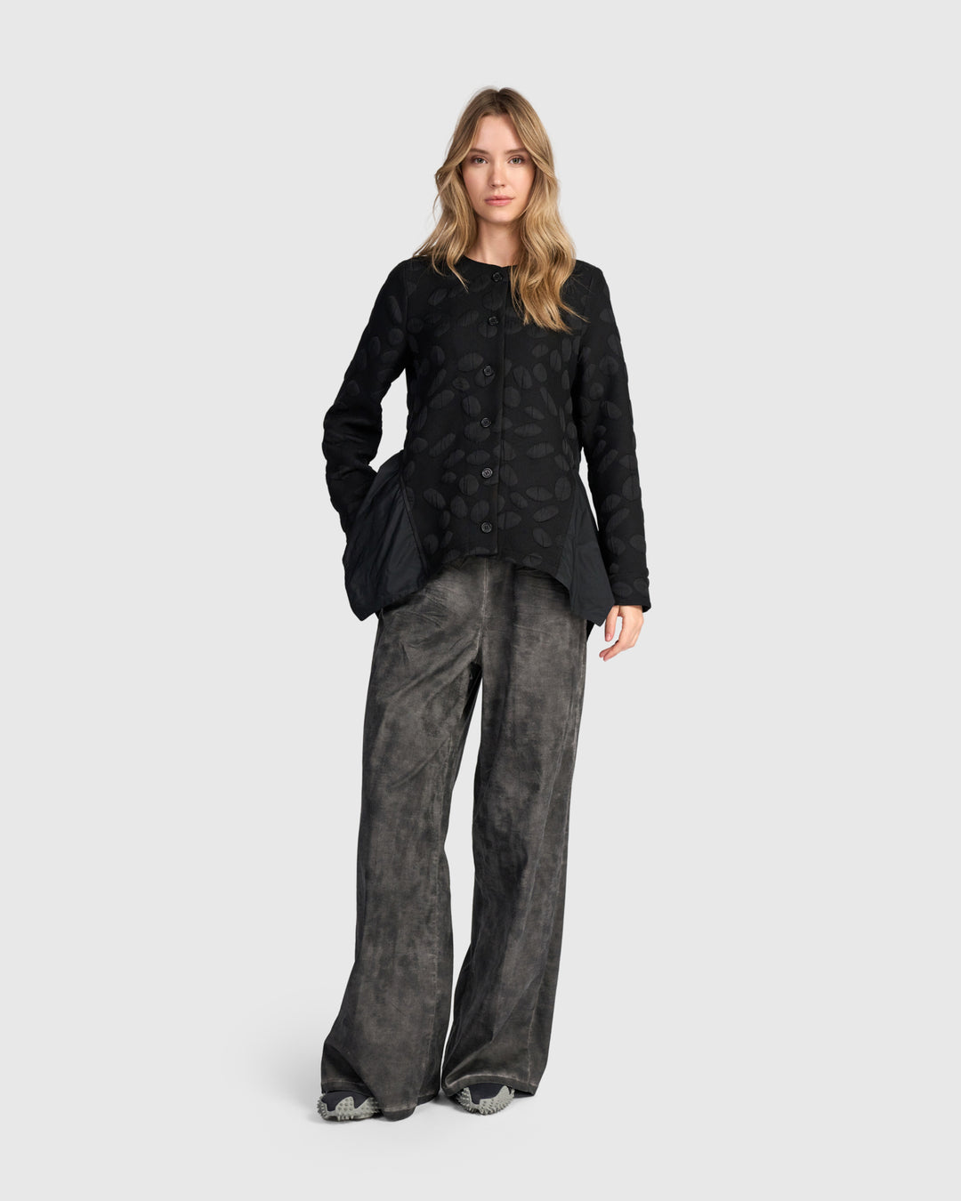 Valmont Peplum Jacket, Black Spots