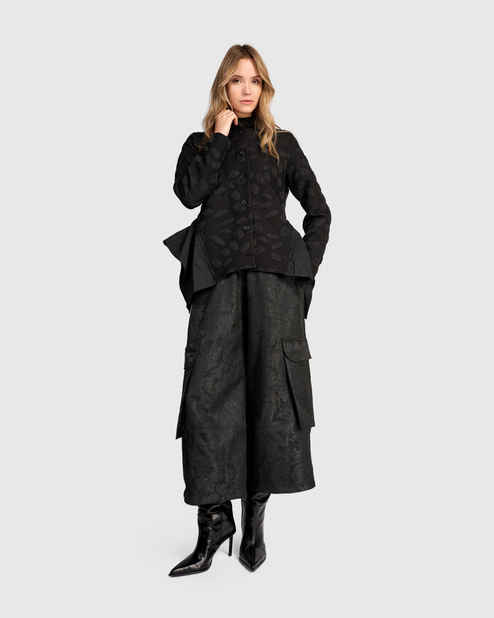 Valmont Peplum Jacket, Black Spots
