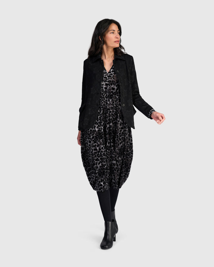 Luminary Cocoon Dress, Pewter Leopard