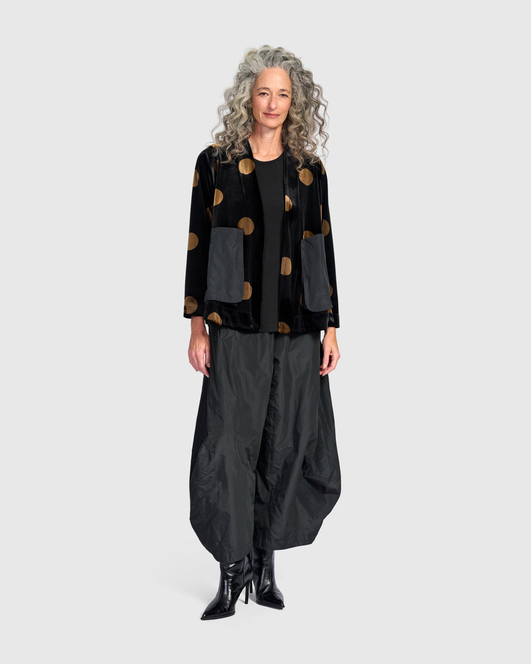 Asteria Velvet Jacket, Black/Gold Dot