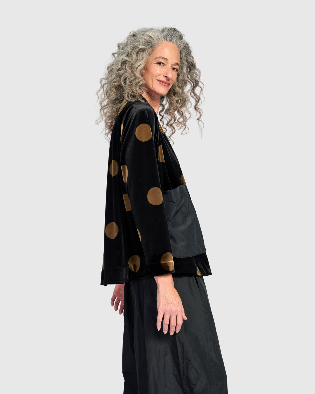 Asteria Velvet Jacket, Black/Gold Dot
