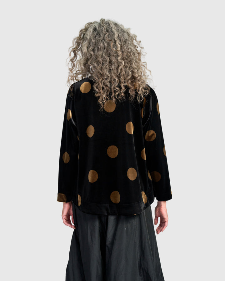 Asteria Velvet Jacket, Black/Gold Dot