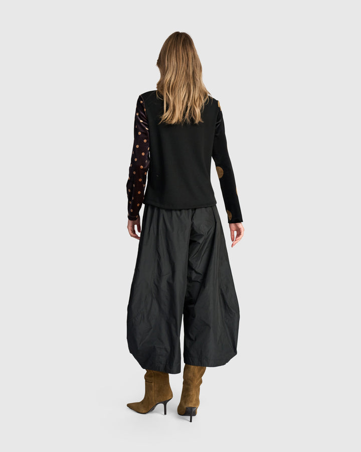 Andromeda Velvet Cardigan, Black/Gold Dot