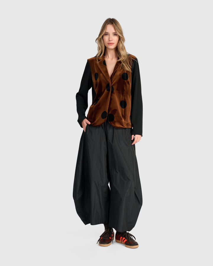 Highball Velvet Blazer, Amber/Black Dot
