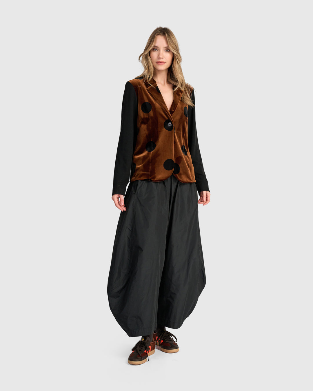 Highball Velvet Blazer, Amber/Black Dot
