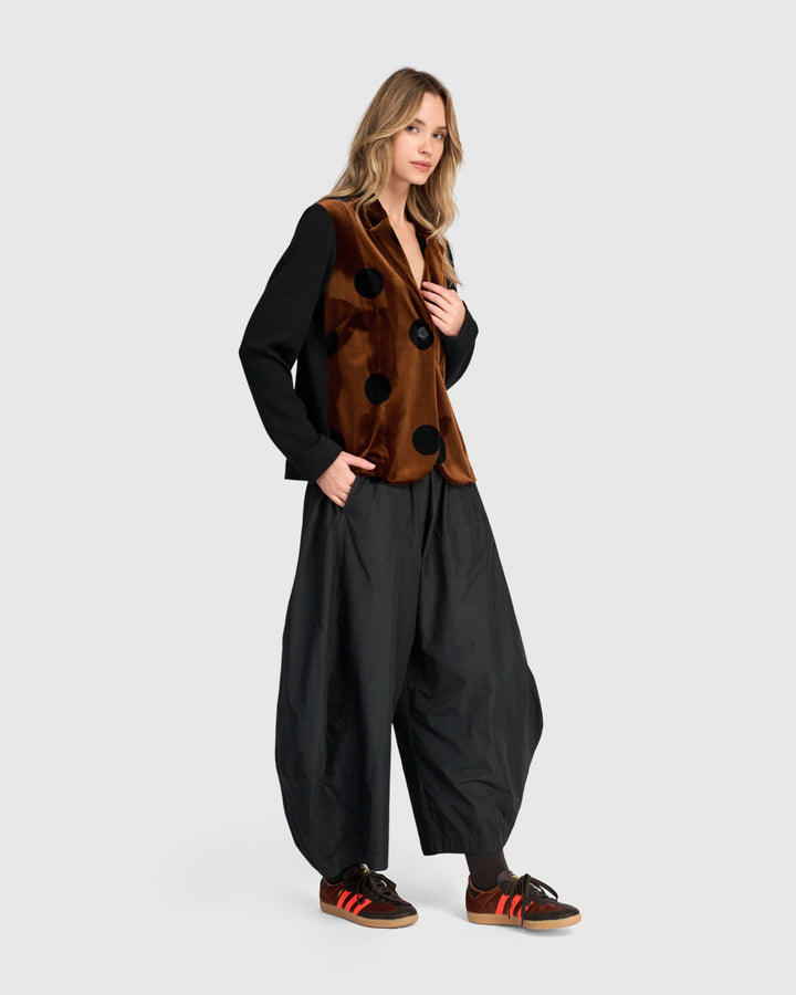 Highball Velvet Blazer, Amber/Black Dot