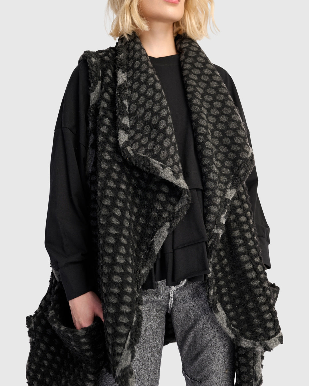 Ashen Cozy Draped Vest, Net