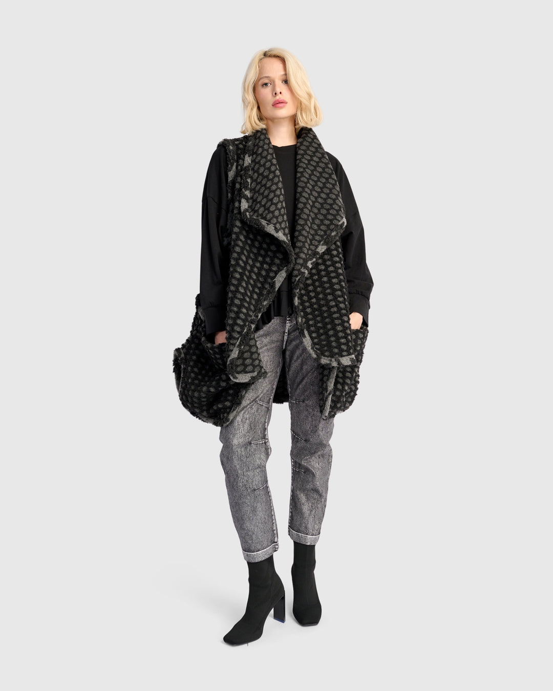 Ashen Cozy Draped Vest, Net