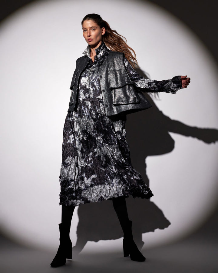 Chroma Babydoll Shirtdress, Silver