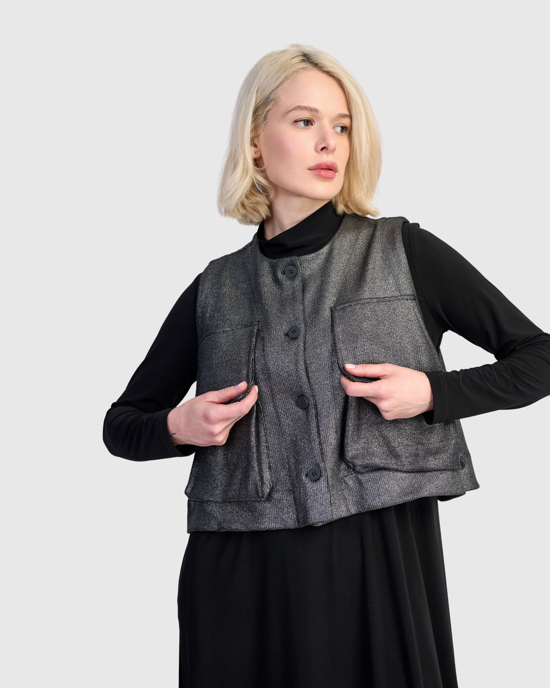 Queenie Utility Vest, Silver