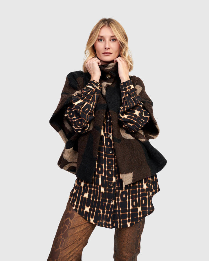 Shag Cozy Cropped Jacket, Floral