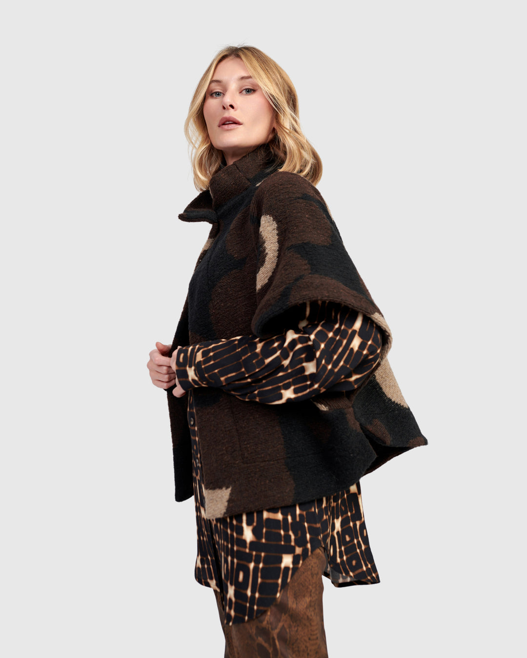 Shag Cozy Cropped Jacket, Floral