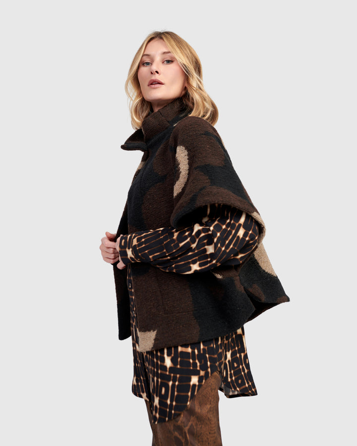 Shag Cozy Cropped Jacket, Floral