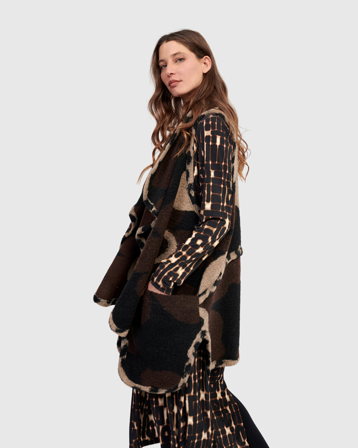 Piped Cozy Draped Vest, Floral