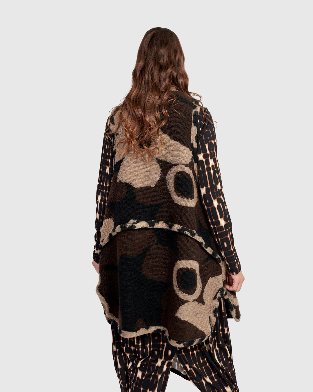 Piped Cozy Draped Vest, Floral