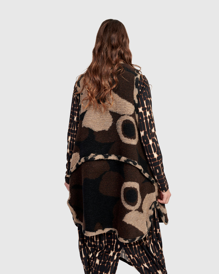 Piped Cozy Draped Vest, Floral