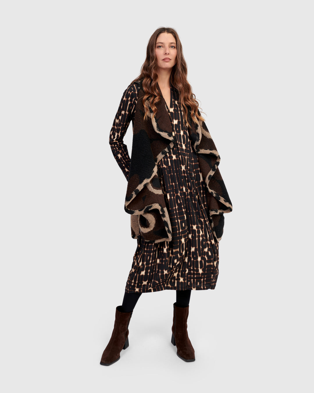 Piped Cozy Draped Vest, Floral