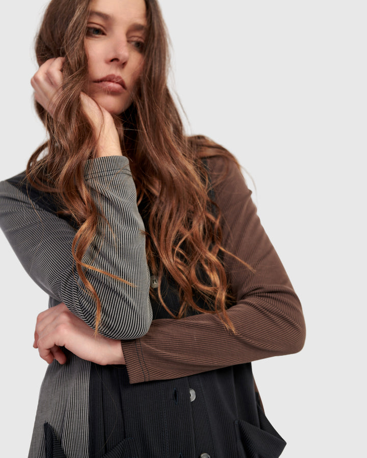 Shadow Cupro Relaxed Cardigan, Mix