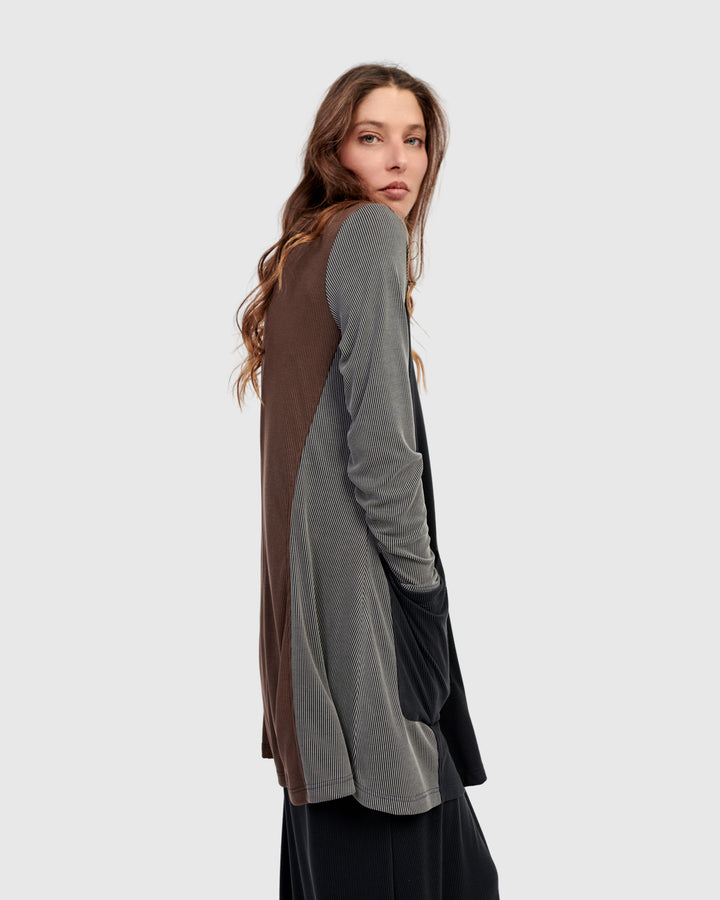 Shadow Cupro Relaxed Cardigan, Mix