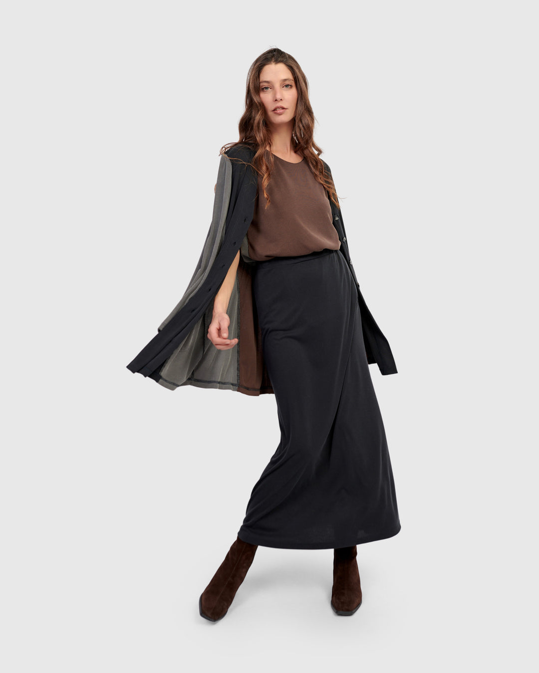Essential Cupro Pencil Skirt, Black