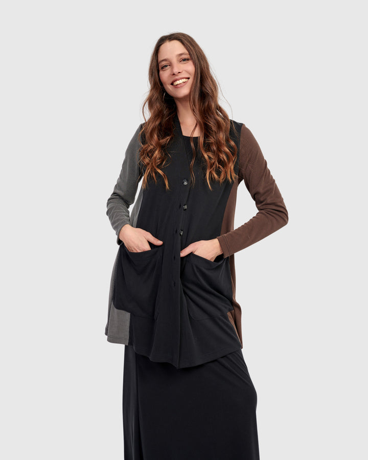 Shadow Cupro Relaxed Cardigan, Mix