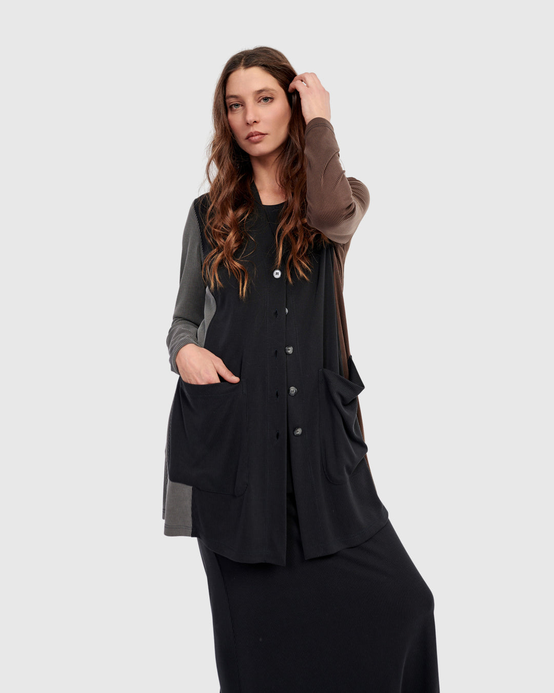 Shadow Cupro Relaxed Cardigan, Mix