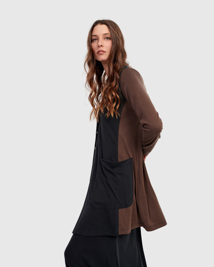 Shadow Cupro Relaxed Cardigan, Mix