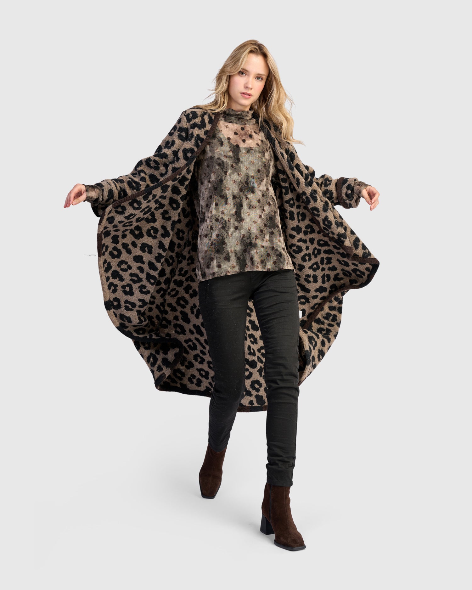 Sable Cozy Draped Coat, Leopard – Alembika U.S.