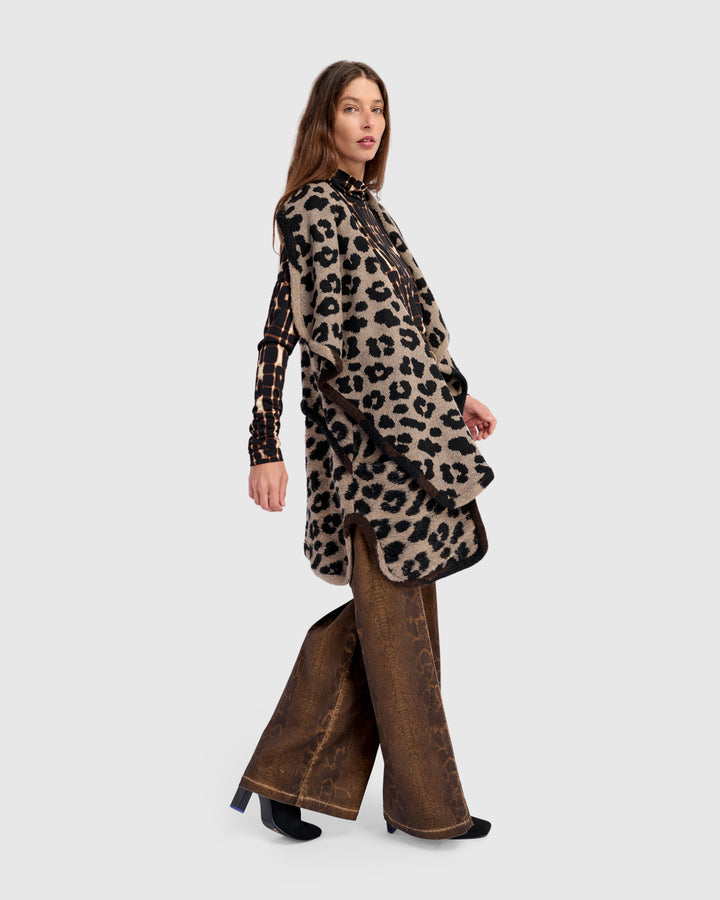 Savage Cozy Draped Vest, Leopard