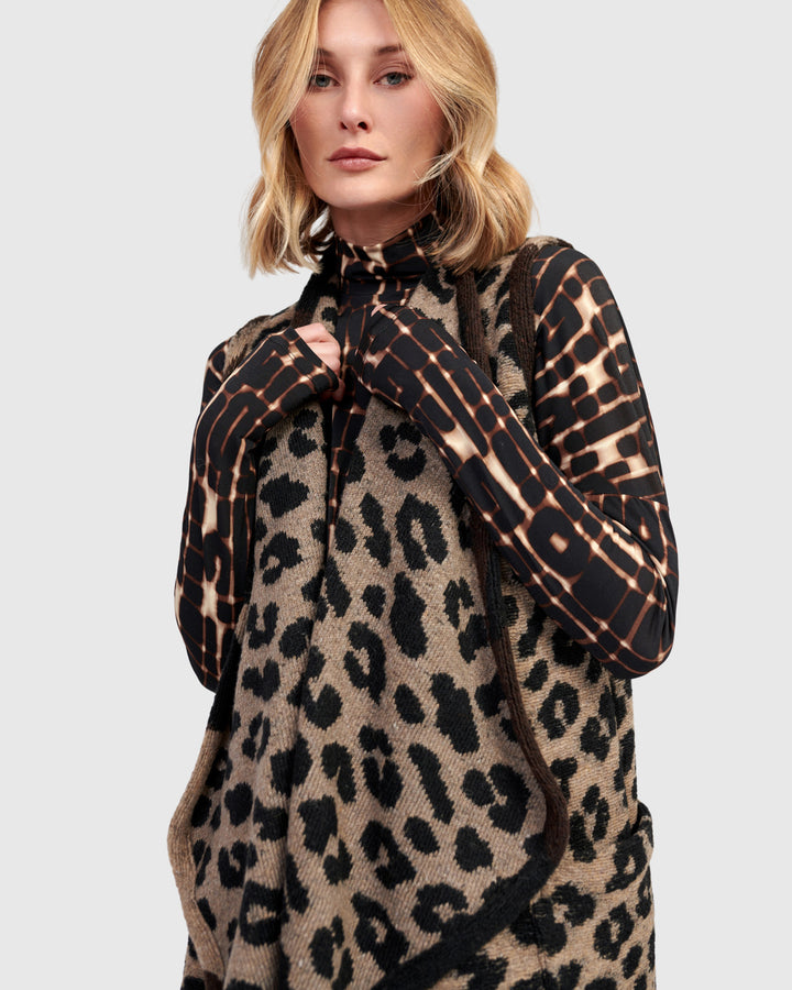 Savage Cozy Draped Vest, Leopard