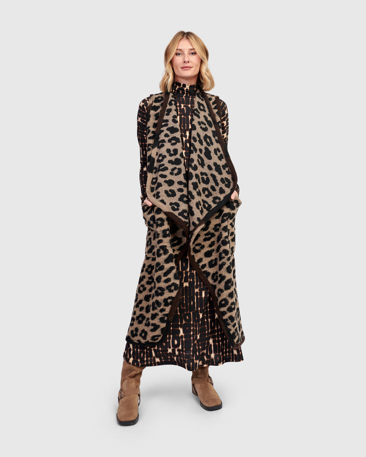 Savage Cozy Draped Vest, Leopard