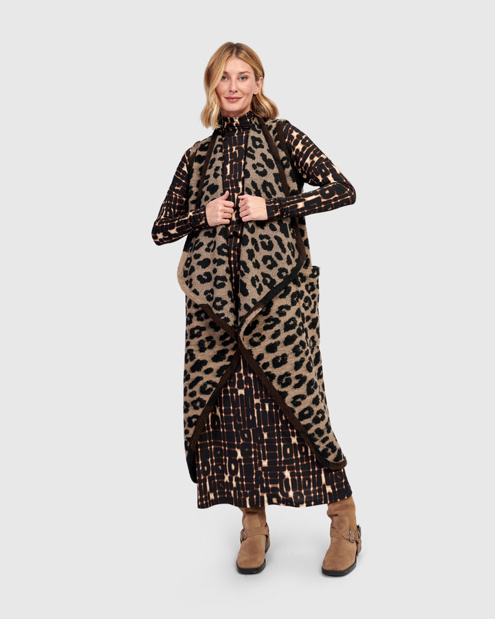 Savage Cozy Draped Vest, Leopard