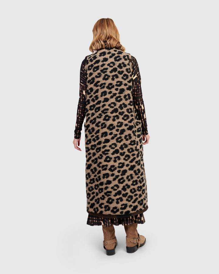 Savage Cozy Draped Vest, Leopard