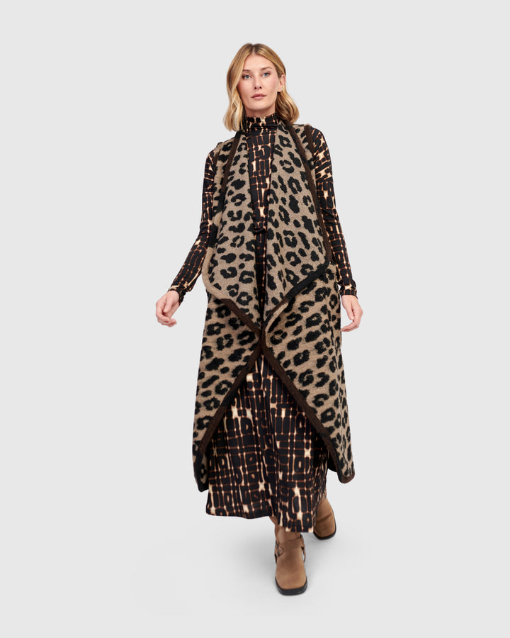 Savage Cozy Draped Vest, Leopard