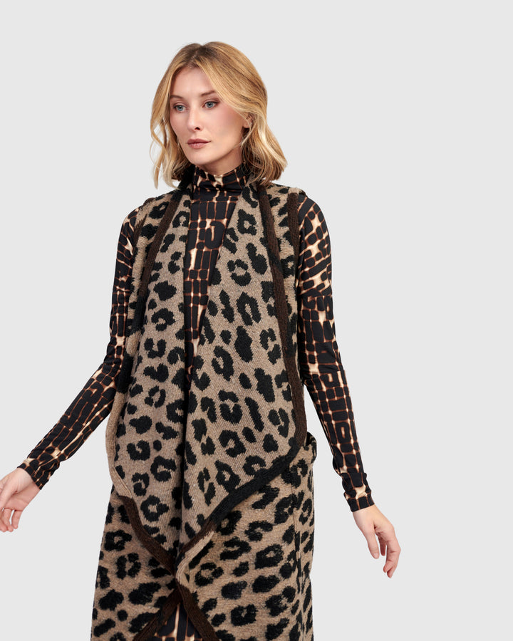 Savage Cozy Draped Vest, Leopard