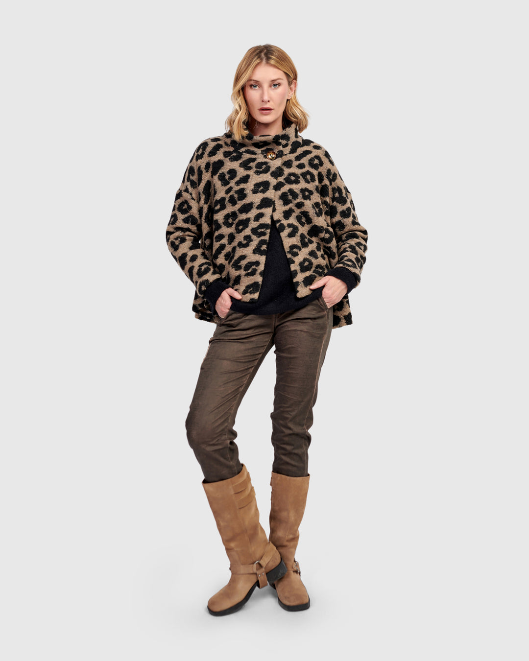 Nyx Cozy Cape Jacket, Leopard